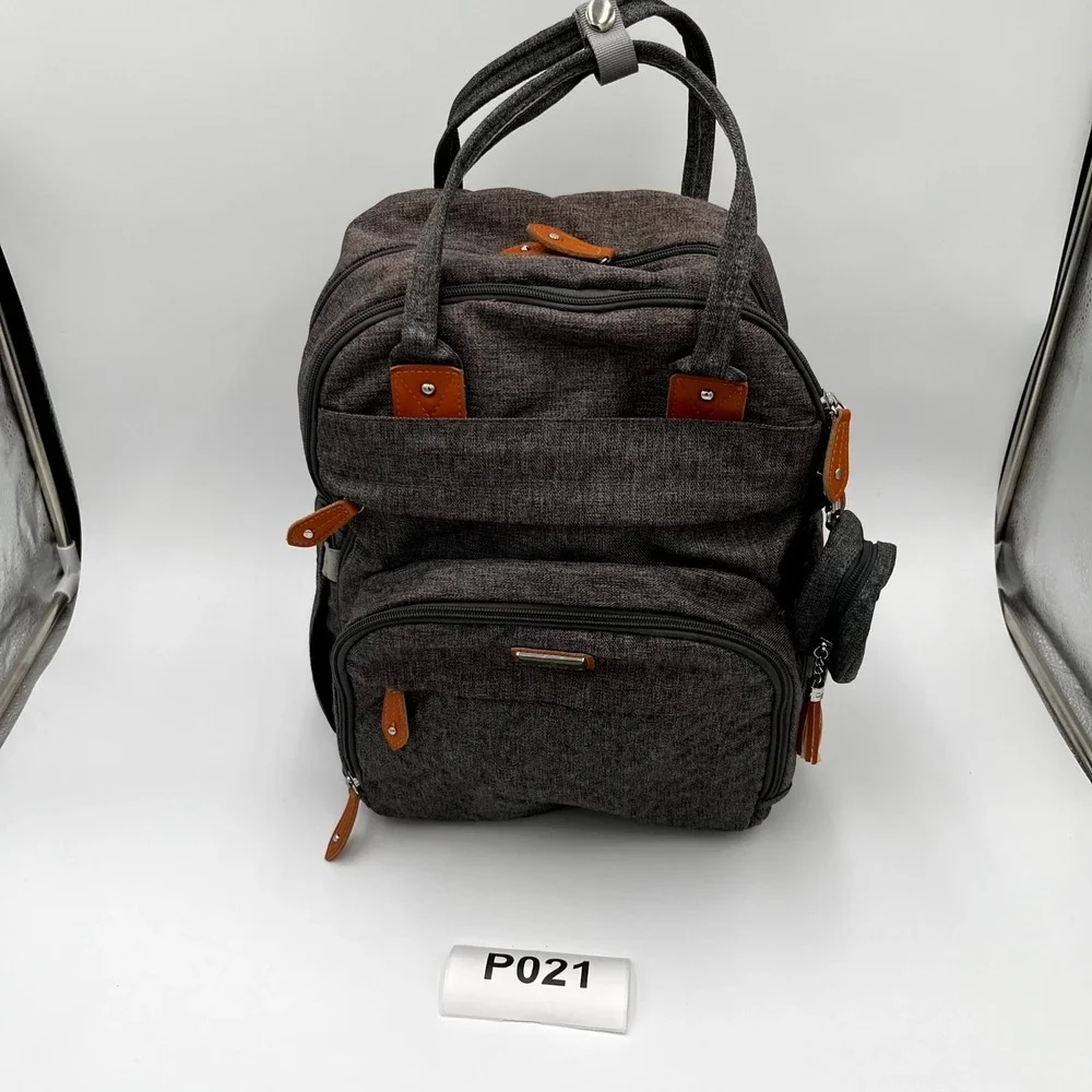 Babbleroo Backpack Charcoal Gray Pockets Padded Shoulder Straps Diaper Bag